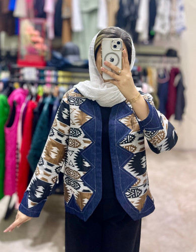 مانتو کتی سنتی تیکه دوزی جین جلوباز زنانه